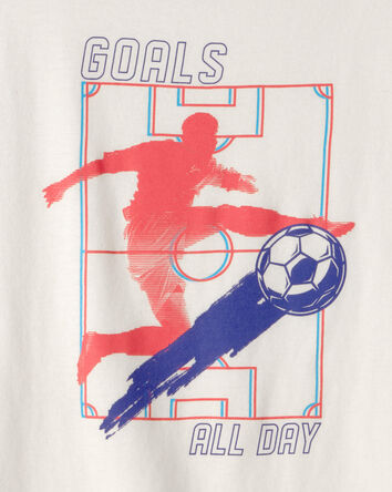 Jeune - T-shirt &agrave; imprim&eacute; soccer - Blanc, 