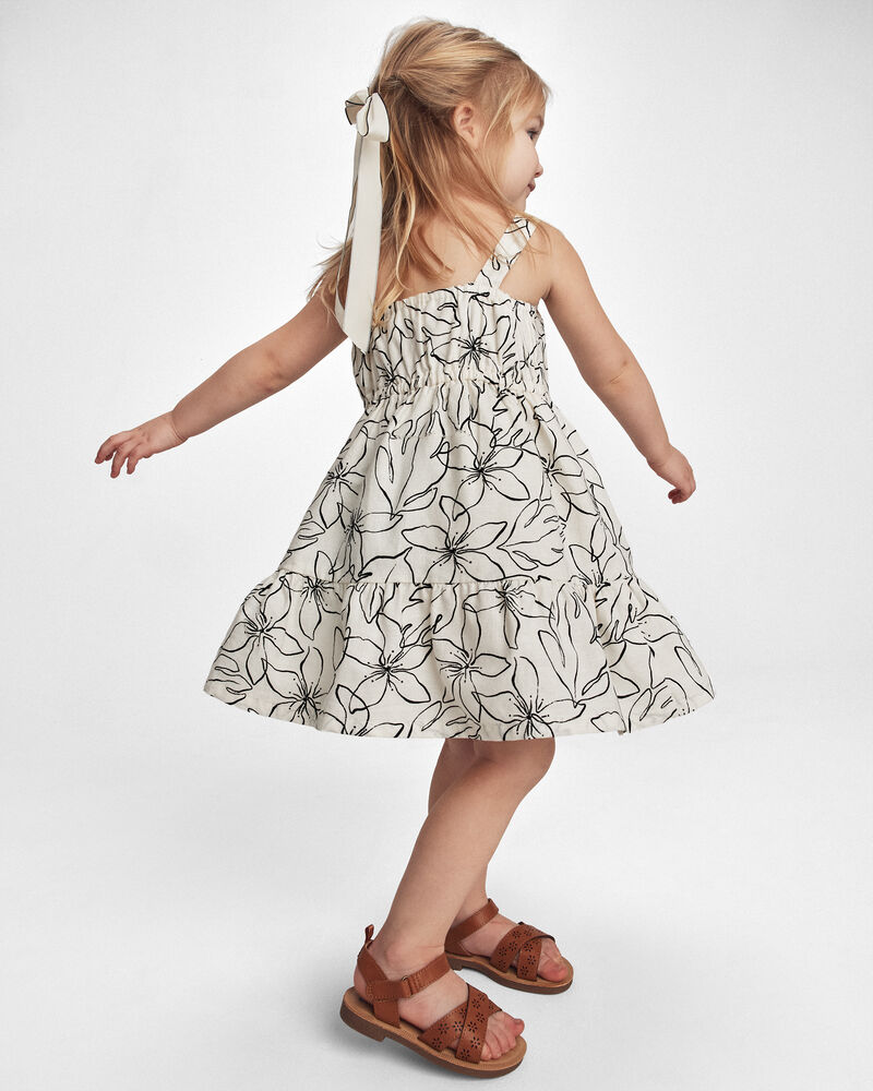 Toddler Girl Floral Sleeveless Dress - Cream/Black, image 3 of 7 slides
