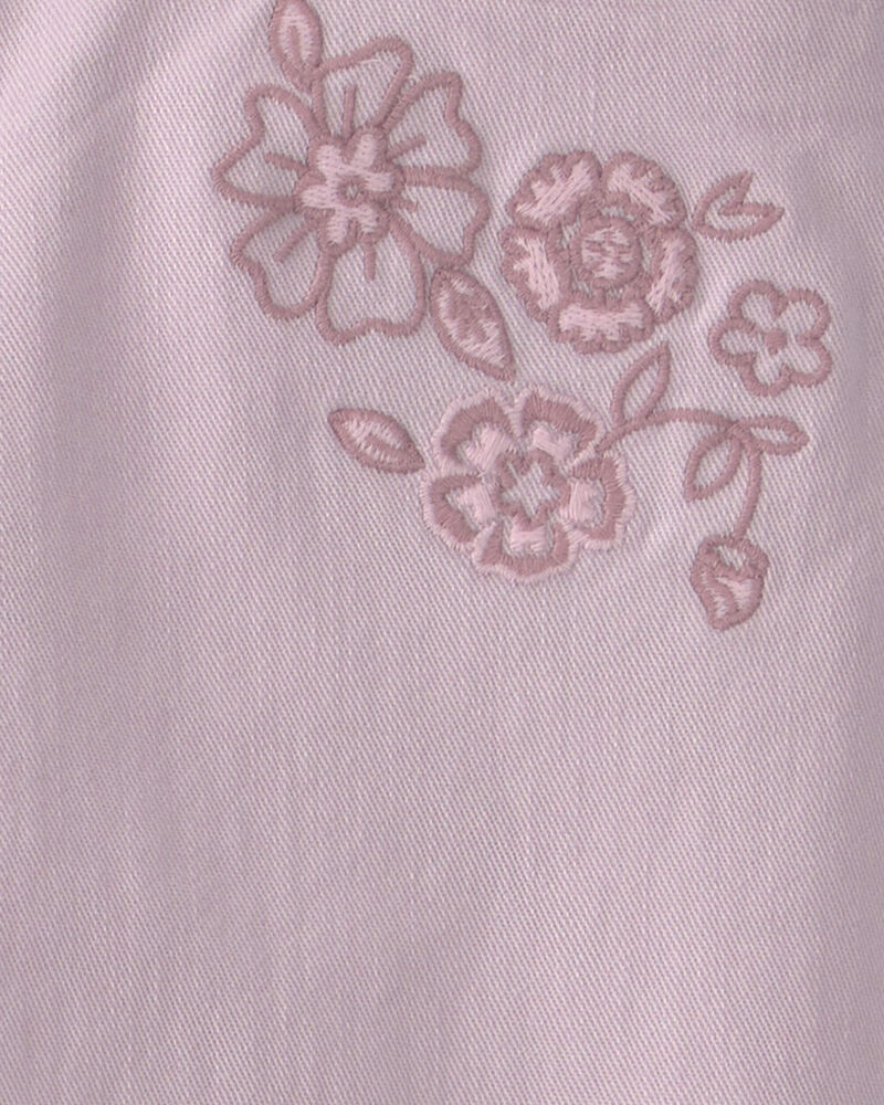 Girls Floral Embroidered Cropped Wide-Leg Pants - Purple, image 3 of 4 slides