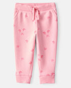 Baby Girl Butterfly Print French Terry Drawstring Joggers - Pink, image 1 of 4 slides