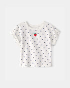 Baby Girl Strawberry Polka Dot Top - White, image 1 of 4 slides