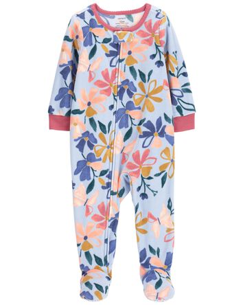 Pyjama 1 pièce en molleton fleuri avec pieds, 