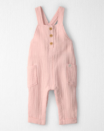 Baby Girl Organic Cotton Gauze Overalls, 