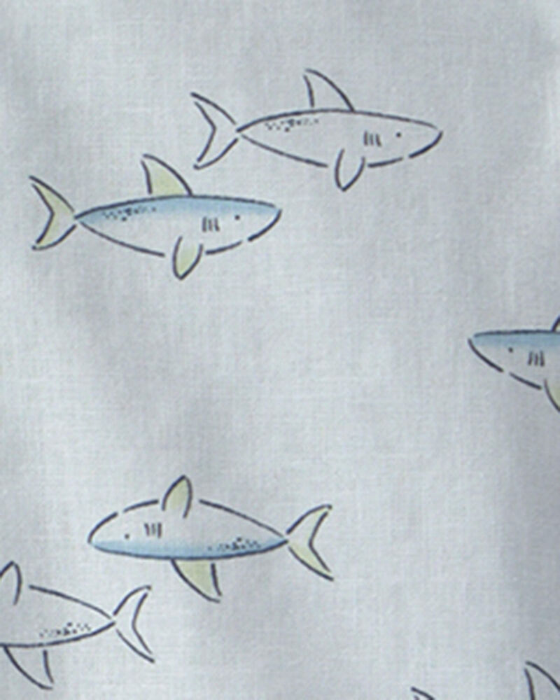 B&eacute;b&eacute; gar&ccedil;on - Ensemble 3 pi&egrave;ces haut et short &agrave; requin - Bleu, image 2 sur 2 diapositives