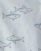 B&eacute;b&eacute; gar&ccedil;on - Ensemble 3 pi&egrave;ces haut et short &agrave; requin - Bleu, image 2 sur 2 diapositives