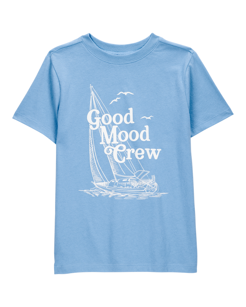 Kid Good Mood Crew Graphic Tee - Blue, image 1 of 3 slides