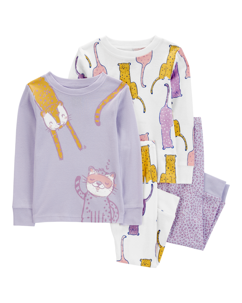 Toddler 4-Piece Cat 100% Snug Fit Cotton Pyjamas, image 1 of 4 slides