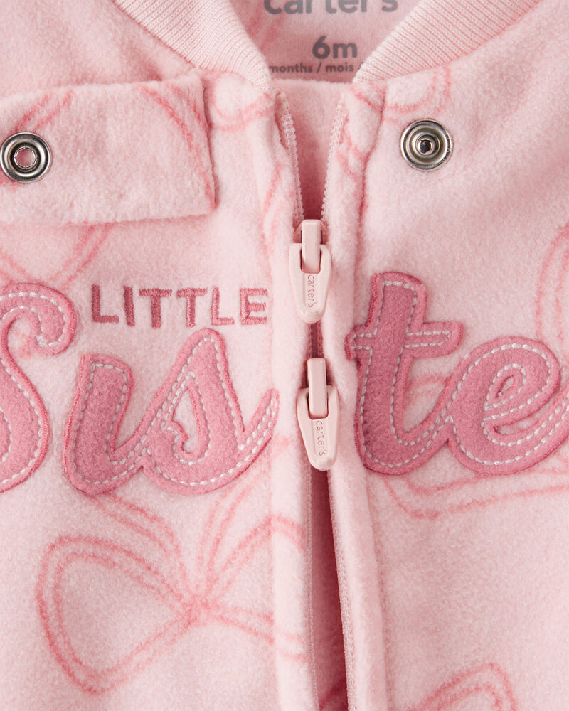 Baby Girl Bow Print Loose Fit Long-Sleeve Sleeper - Pink, image 3 of 4 slides