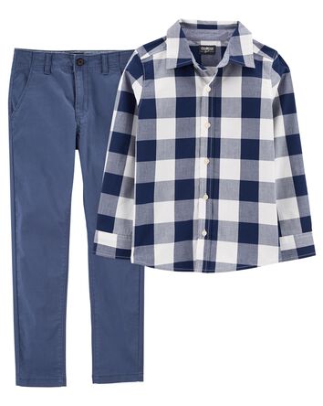 Kid 2-Piece Button Front Shirt and Chinos Set, 