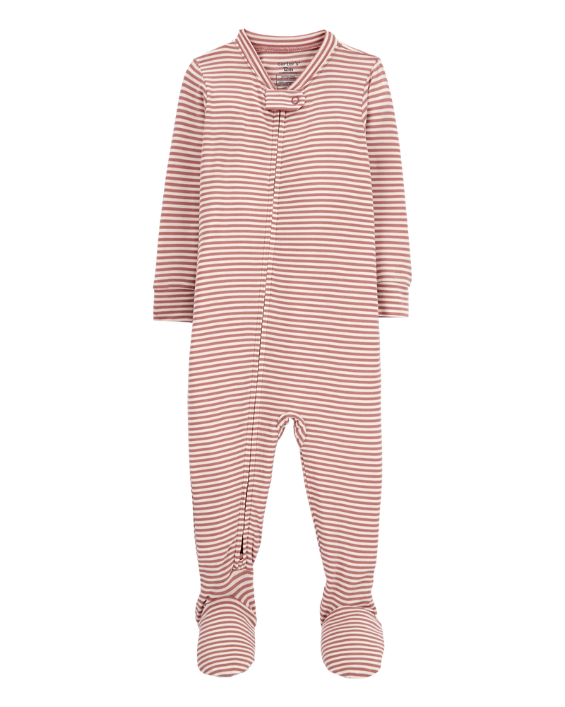 Toddler Girl 1-Piece Striped PurelySoft Footie Pyjamas, image 1 of 4 slides