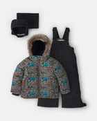 Toddler Boy 2 Piece Puffer Snowsuit- Grey, image 1 of 13 slides