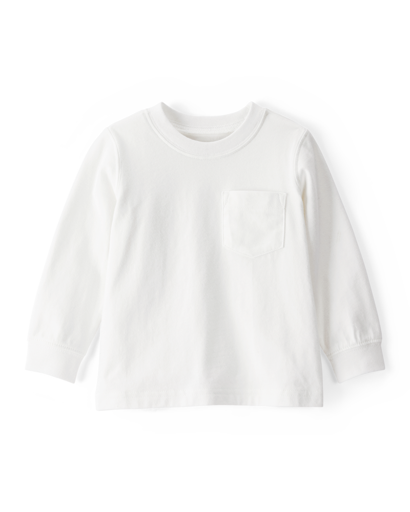 T-shirt à manches longues à poche - Blanc, image 1 sur 3 diapositives