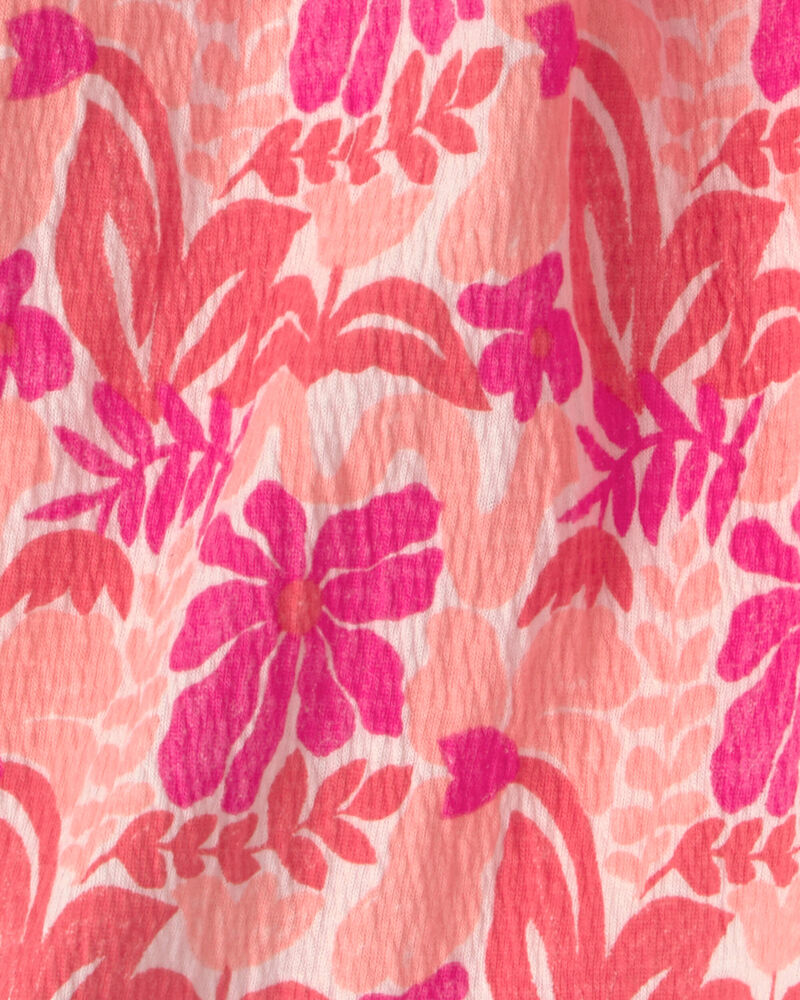 Girls Tropical Floral Gauze Shorts - Pink, image 3 of 4 slides