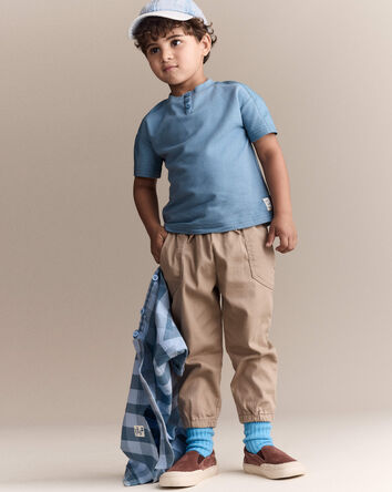 Tout-petit gar&ccedil;on - T-shirt henley - Sarcelle, 