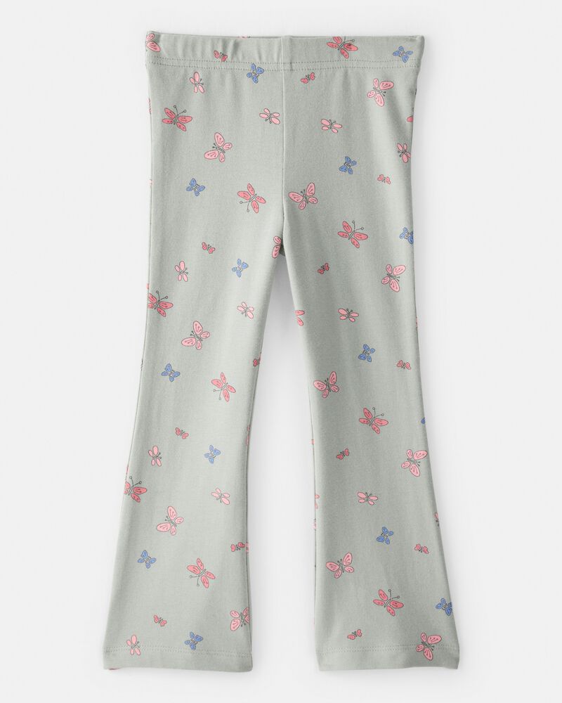 Toddler Girl Butterfly Flare Pull-On Stretch Leggings - Green, image 2 of 4 slides
