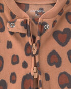 Baby Girl 2-Pack Leopard Fleece 2-Way Zip Sleep & Play Pyjamas - Pink/Brown, image 2 of 6 slides