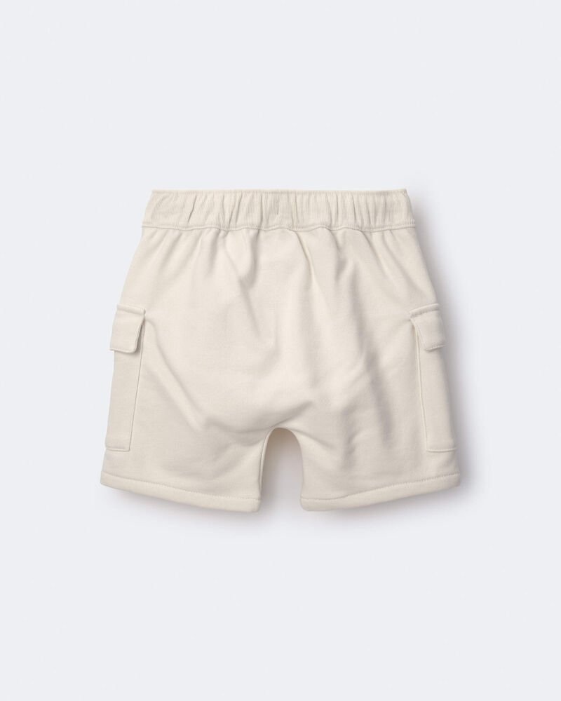 Toddler Boy Cargo Short with Pockets - Cream, image 6 of 7 slides