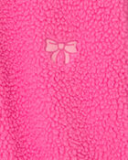 Toddler Girl Bow Teddy Microfleece Zip-Up Jacket - Pink, image 2 of 3 slides