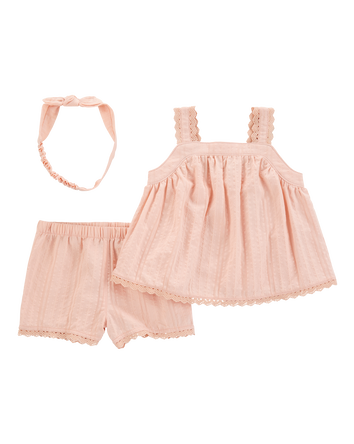 Baby 3-Piece Lace Trim Outfit Set, 