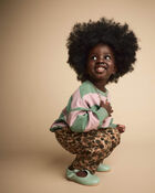 Toddler 'I Wanna Go Outside!' Otter Sweatshirt&trade; with Pockets in Stripes - Olive/Pink, image 4 of 6 slides