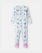 Tout-petit fille - Pyjama 1 pi&egrave;ce ajust&eacute; en 100 % coton, dragon - Bleu, image 1 sur 3 diapositives