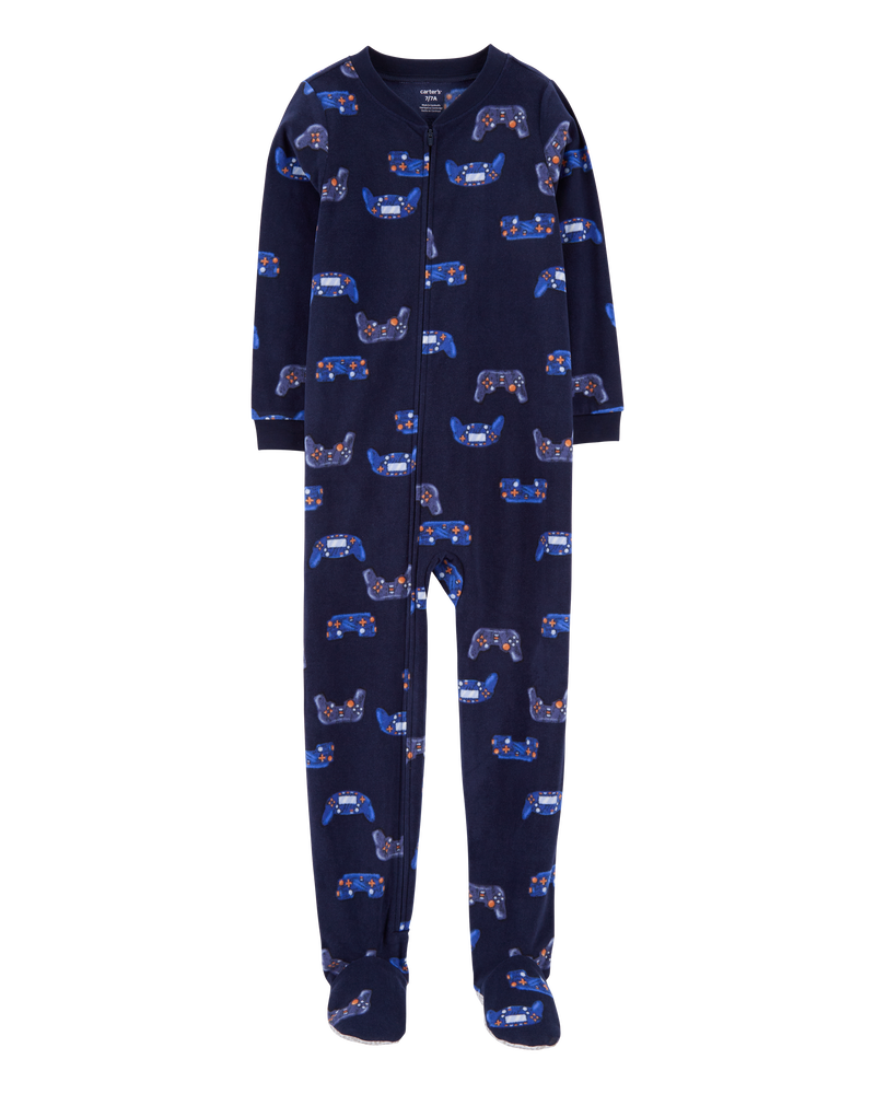 Kid 1-Piece Gamer Fleece Footie Pyjamas, image 1 of 3 slides