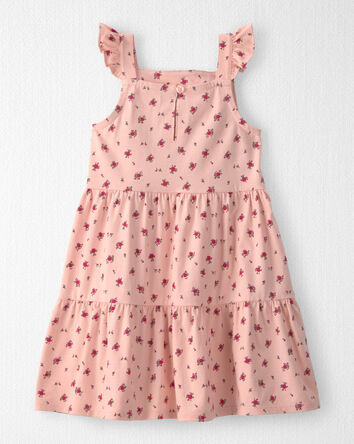 Toddler Girl Organic Cotton Tiered Dress in Blush Floral Print, 