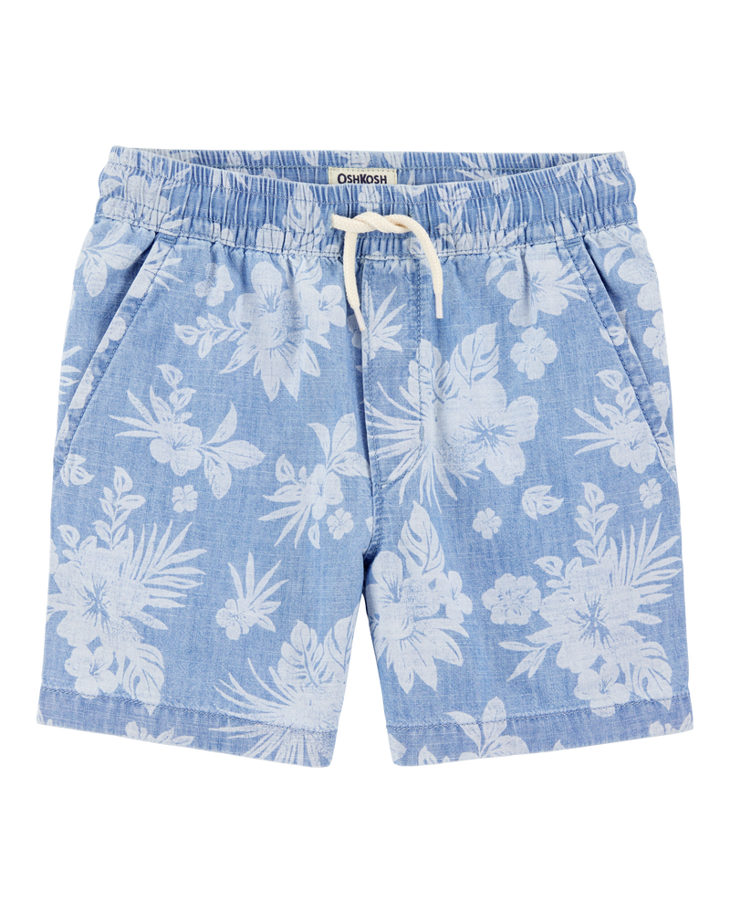 Kid Pull-On Bermuda Tropical Print Short-Blue, image 1 of 4 slides