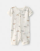 B&eacute;b&eacute; - Pyjama barboteuse 1 pi&egrave;ce en 100 % coton &agrave; motif baleine - Ivoire, image 1 sur 2 diapositives