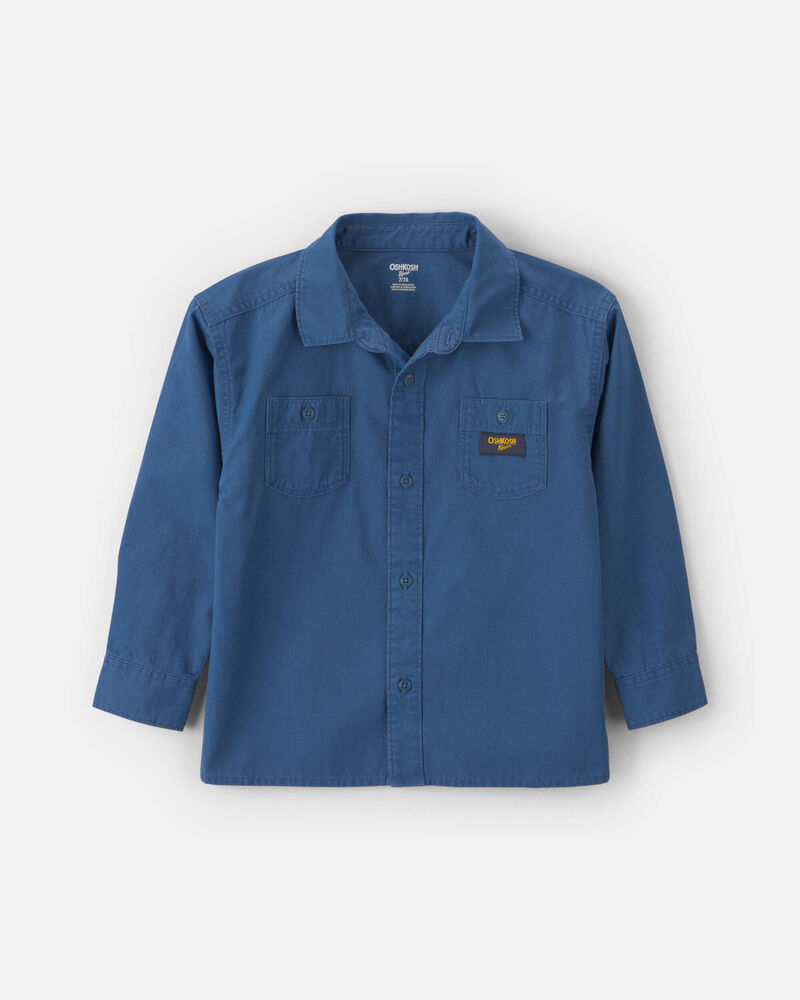 Boys Canvas Button-Down Shirt - Blue, image 1 of 3 slides
