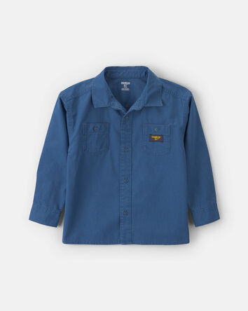 Boys Canvas Button-Down Shirt - Blue, 