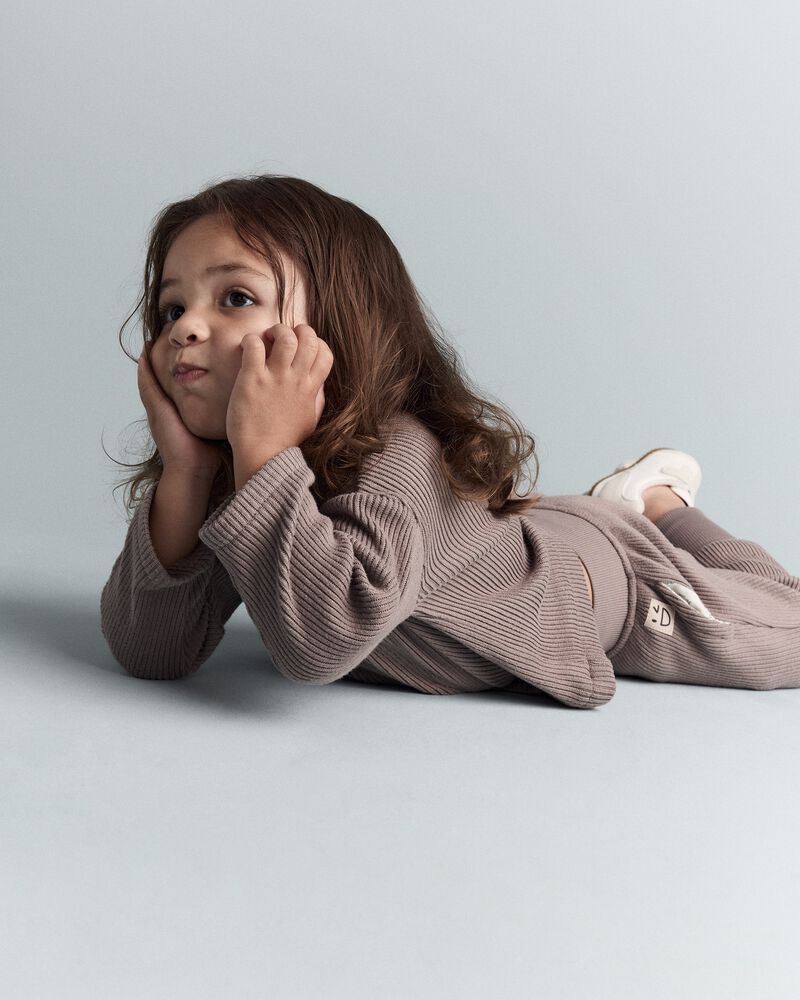 Toddler Long-Sleeve Relaxed Henley Tee - Brown, image 4 of 7 slides