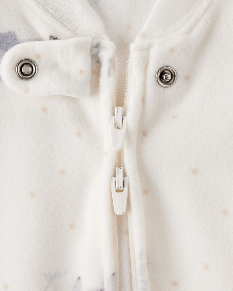 Baby Boy Elephant Fleece Loose Fit Wearable Blanket - Cream, image 2 of 4 slides