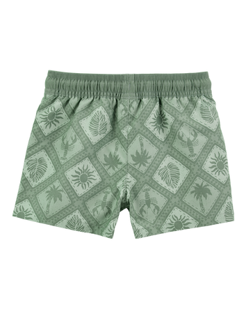 Toddler Geometric Swim Trunks- Green, 