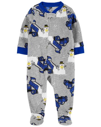 1-Piece Snowman Fleece Footie Pyjamas, 