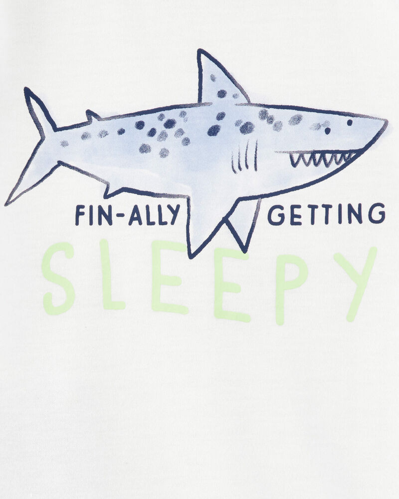 Toddler Boy Shark Print Loose Fit 2-Piece Pyjamas - Blue, image 2 of 3 slides