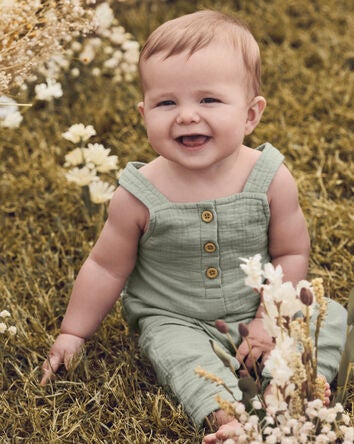 Baby Organic Cotton Gauze Overalls, 