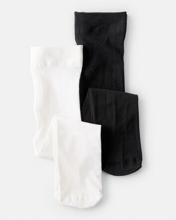 B&eacute;b&eacute; fille - Emballage de 2 paires de collants &ndash; Noir/Blanc, 