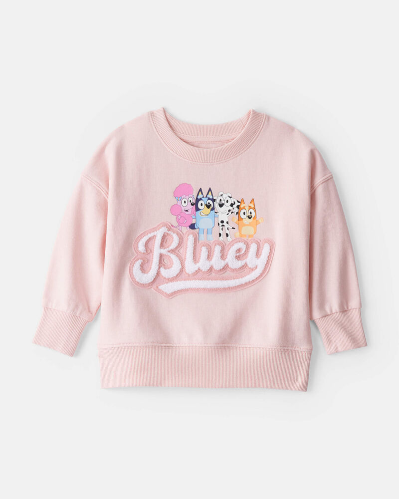B&eacute;b&eacute; fille - Chandail sans glissi&egrave;re en jersey bouclette Bluey - Rose, image 1 sur 3 diapositives