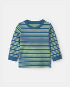 Baby Boy Striped Long-Sleeve T-Shirt - Blue, image 1 of 3 slides