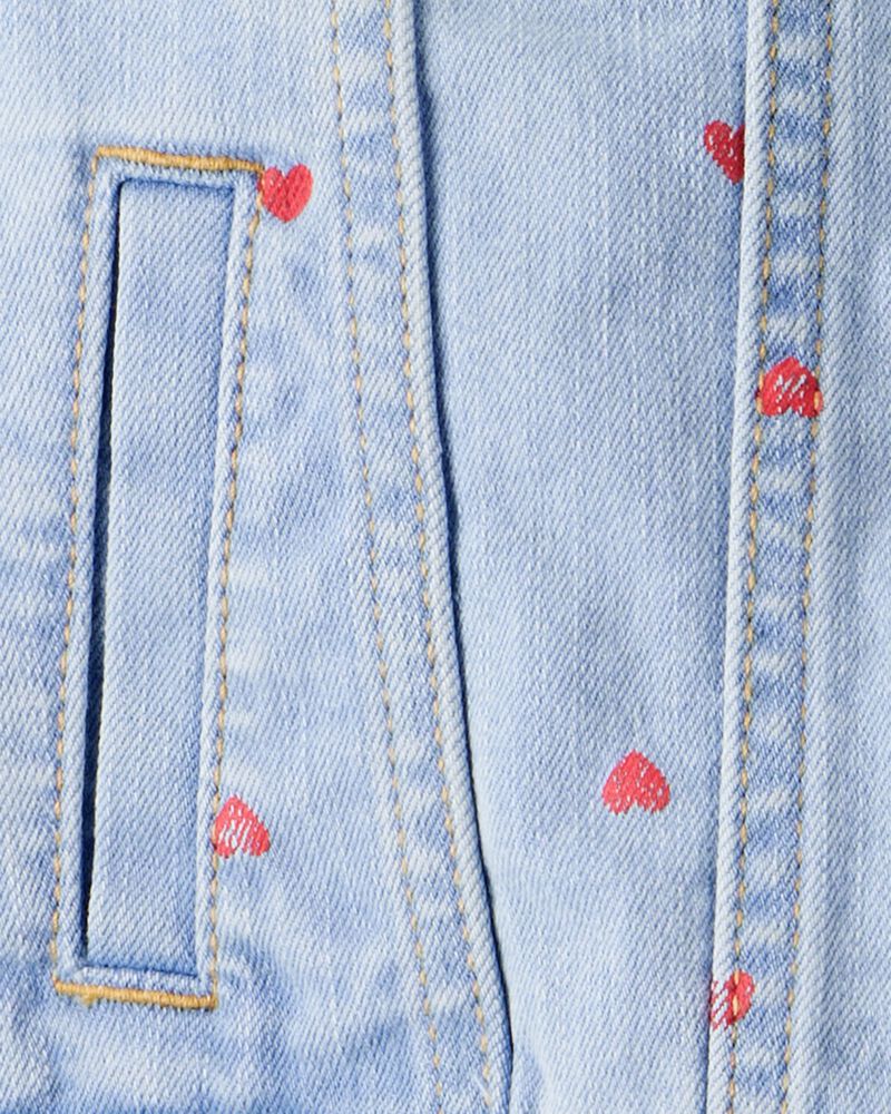 Toddler Girl Heart Denim Jacket - Light Wash, image 2 of 3 slides