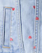 Toddler Girl Heart Denim Jacket - Light Wash, image 2 of 3 slides