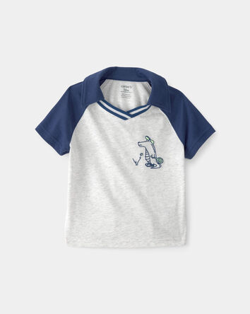 Baby Boy Alligator Polo Shirt - Blue/Grey, 