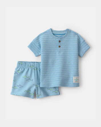 Baby Boy 2-Piece Shark Top & Short Set - Blue, 