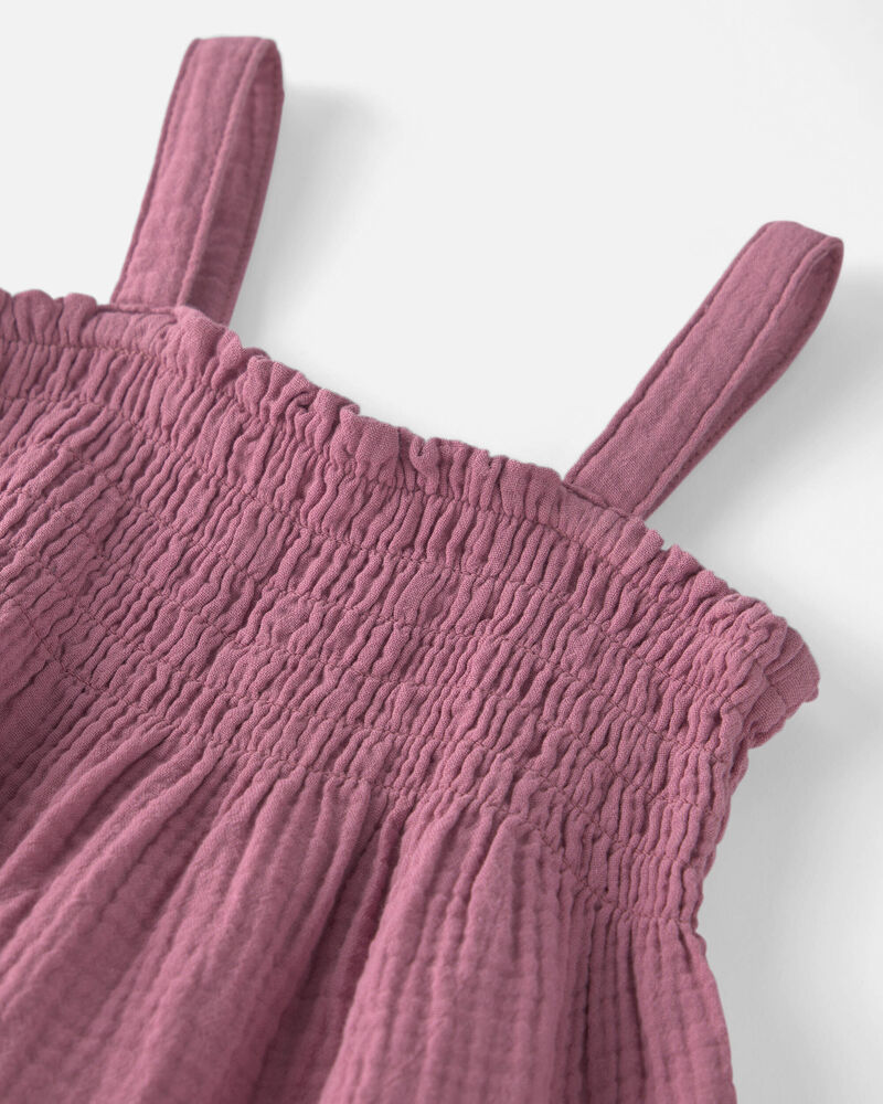 Filles - Robe en gaze &agrave; smocks en coton biologique, image 3 sur 4 diapositives