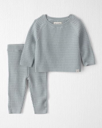 Baby 2-Piece Organic Cotton Cable Sweater Knit Top & Pant Set, 