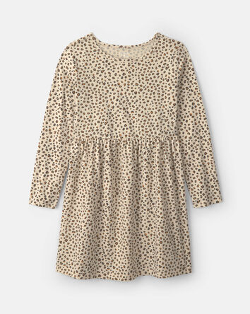 Filles - Robe manches longues &agrave; motif l&eacute;opard &ndash; Brun, 