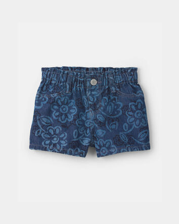 Baby Girl Floral Denim Shorts - Dark Wash, 