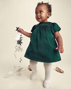Baby Girl Poplin Short-Sleeve Dress - Green, image 2 of 7 slides