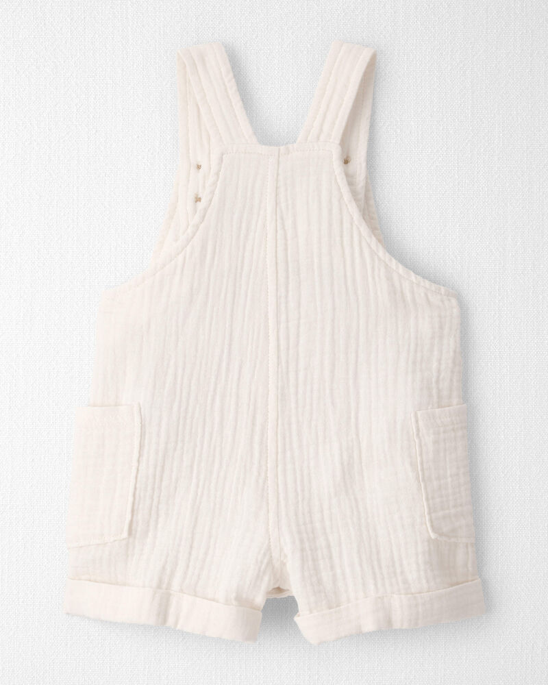 Baby Gauze Sleeveless Shortall in White, image 3 of 5 slides